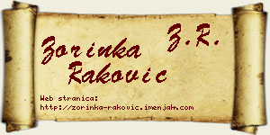 Zorinka Raković vizit kartica